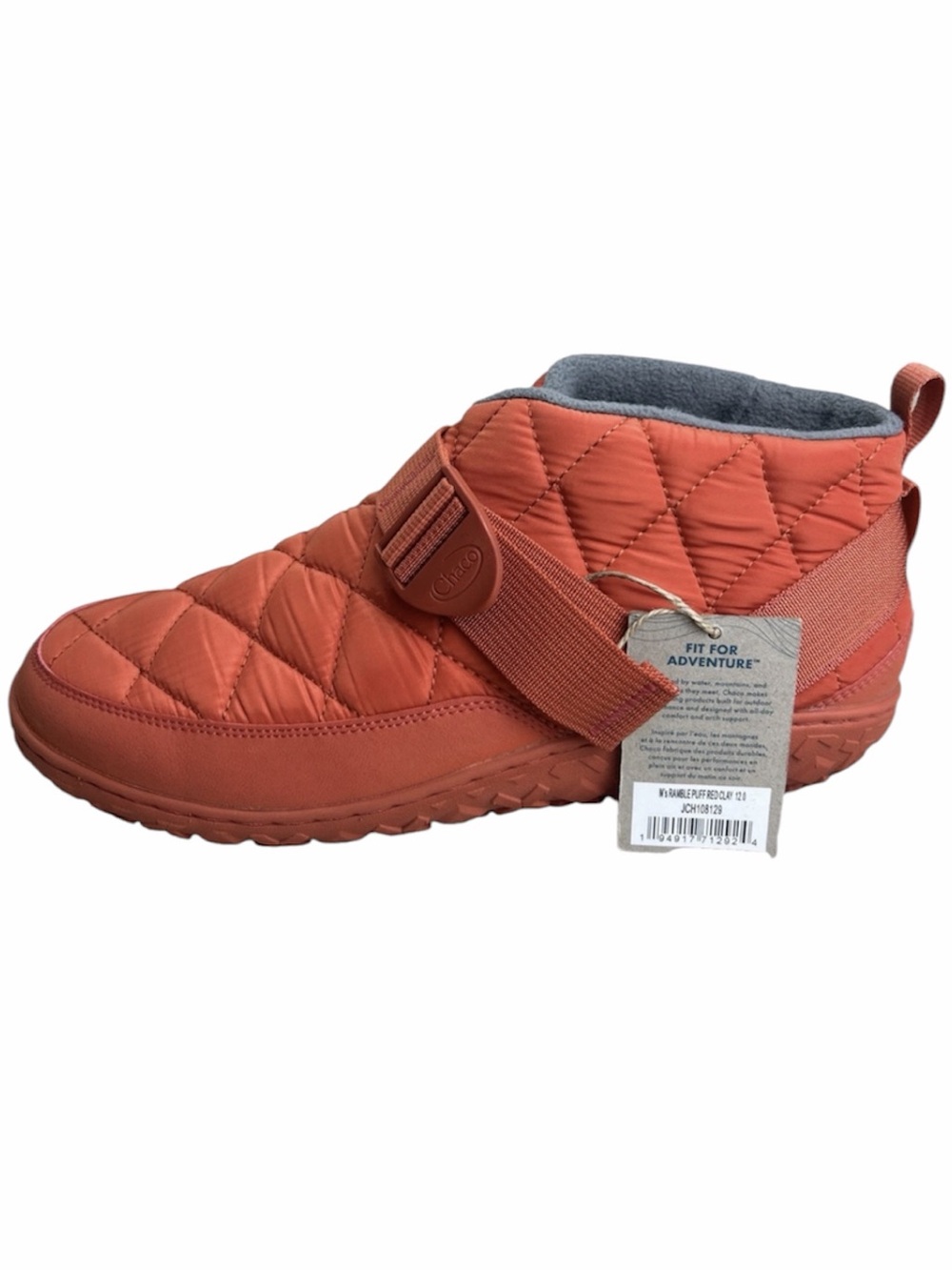 Chaco Ramble Puff Quilted Ankle Boot Mens 12 Red Clay Orange Winter Camp NWT